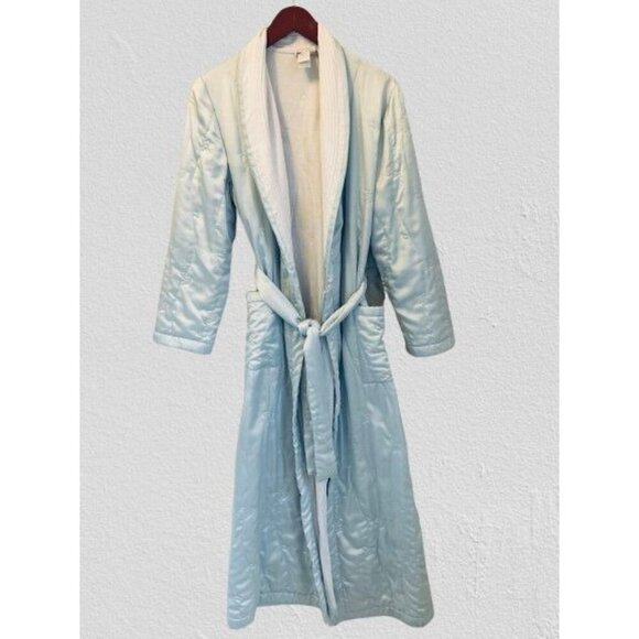 Liliana Ranconesi Light Blue Quilted Robe With Belt Pockets Made in Italy - M - Picture 1 of 9